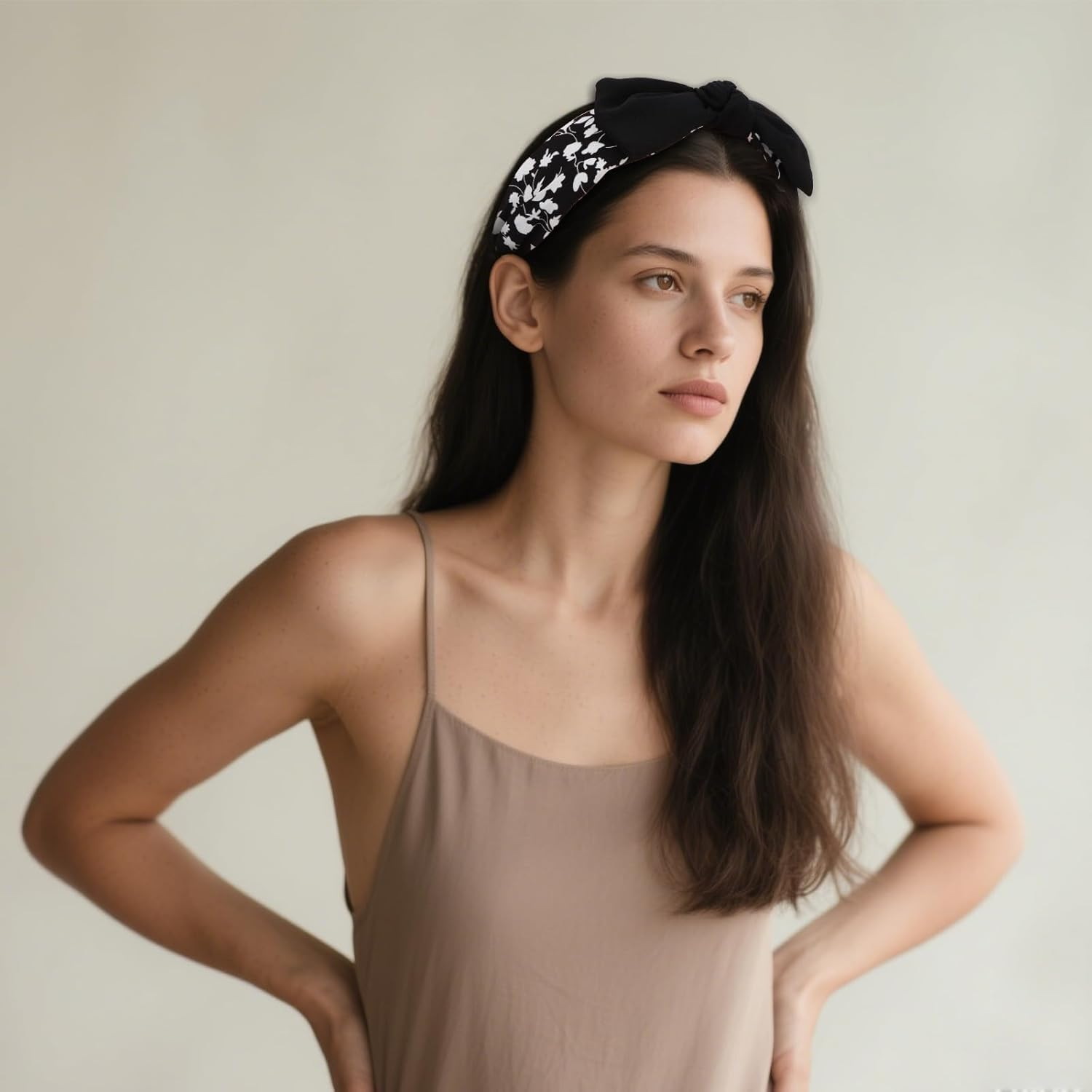 EXIPSAT 2 X Women'S Hair Band with Floral Pattern, Great Bow Knot Design, Wide and Comfortable, Perfect Hair Accessory image number 5