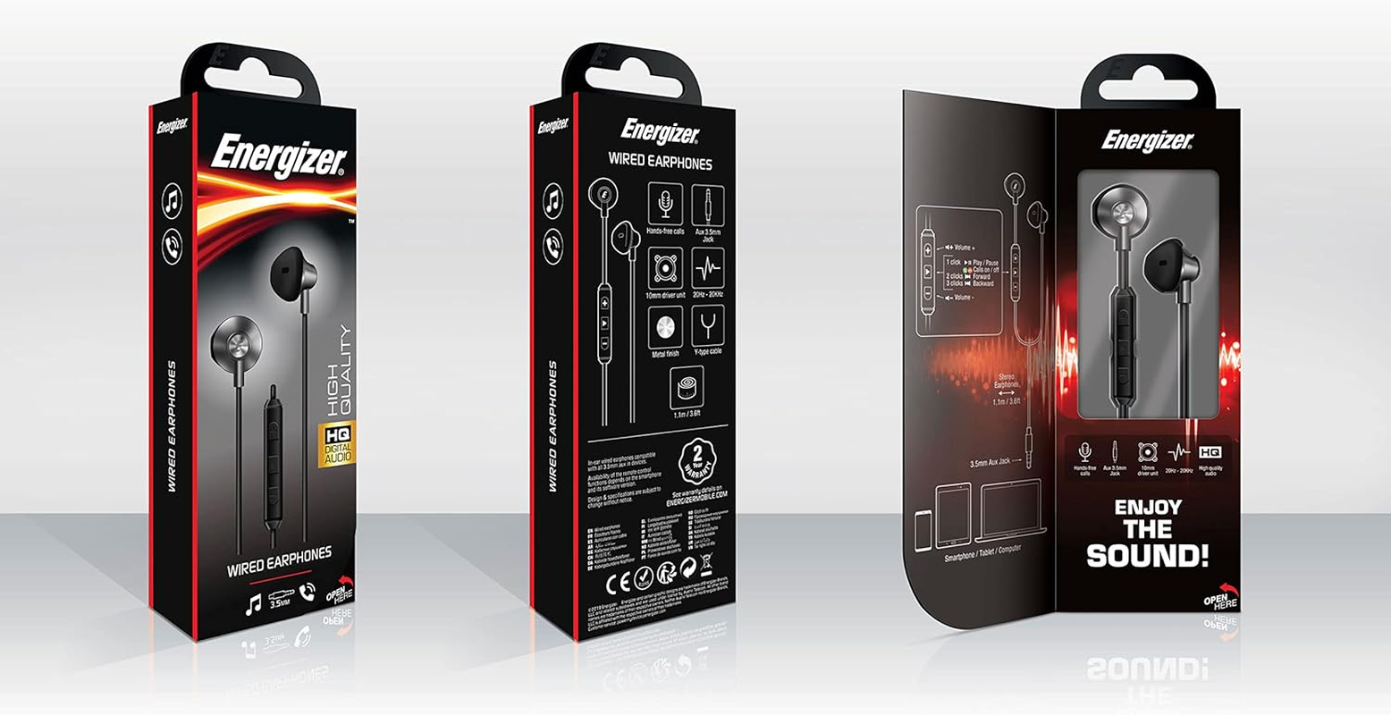 Energizer - Bud Wired Headphones - 3.5Mm Jack - Built-In Microphone and 1 Button Remote - Black image number 3