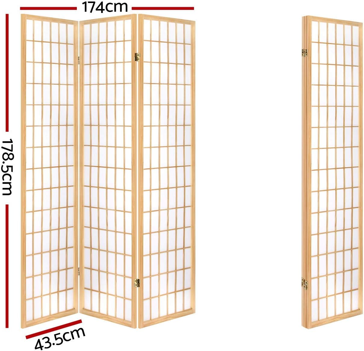 Artiss Room Divider, 3 Panel Folding Wooden Privacy Portable Screen Shelf Dividers Partition Wall Screens Home Pet Child Indoor Balcony Bedroom Furniture, Separator Water-Resistant Natural image number 2