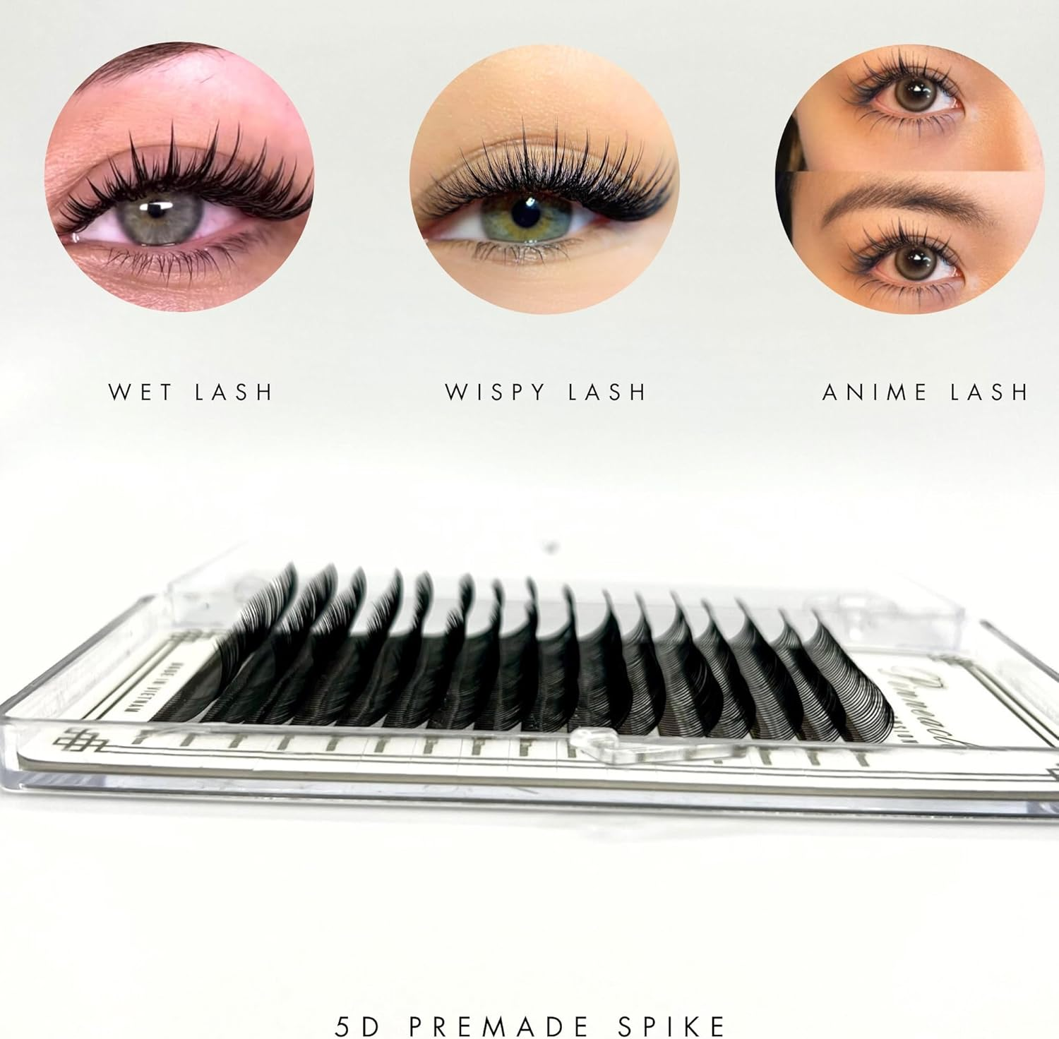 Promade Wet Narrow Fans | Premade Spikes | 5D Spike Flat Base for Wispy, Wet Mascara Lash, Anime Lash Extensions | for Professional Lash Extension | Handmade in Vietnam | Pinneacle Lash | Mix 8 Sizes in 1 | 0.07 (D Curl)