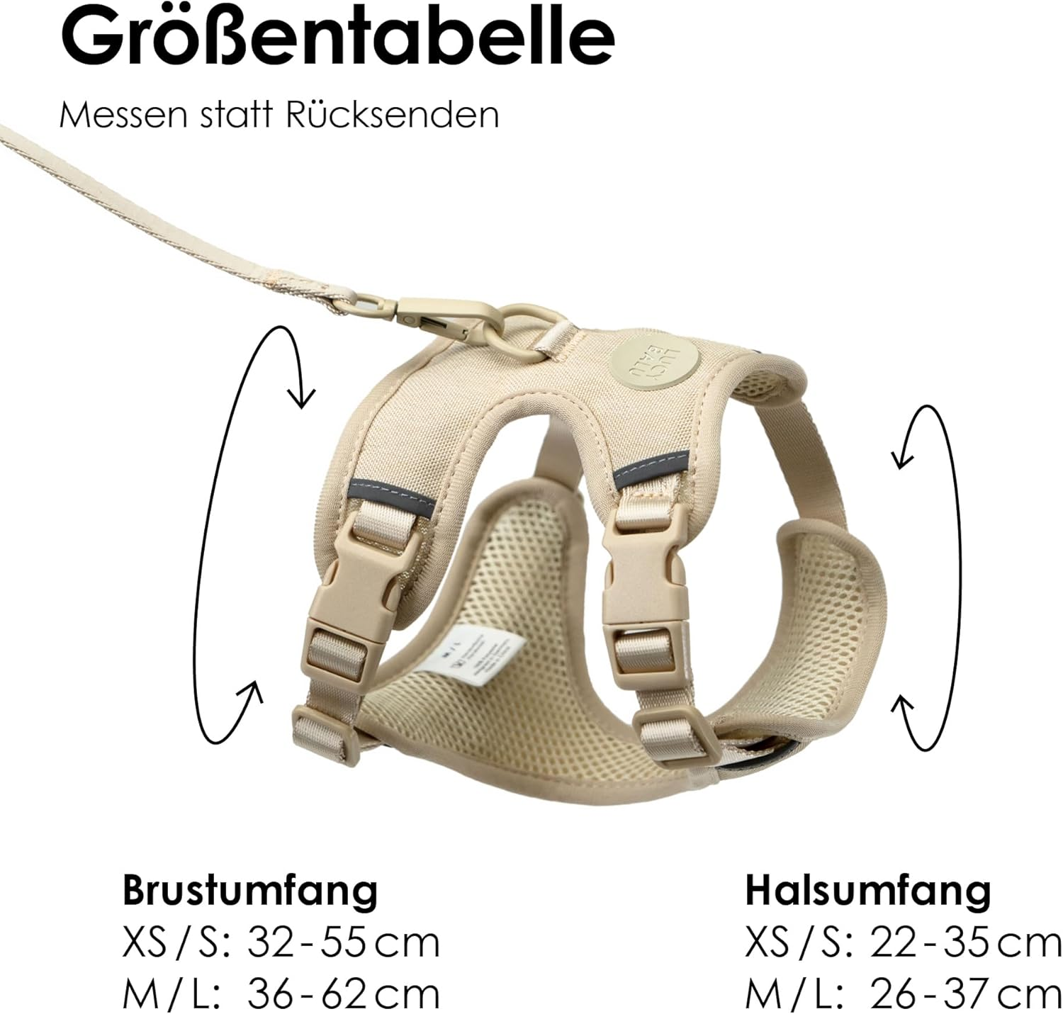 Lucybalu&reg; Explorer Cat Harness with Lead, Escape Proof, Airtag Compartment, Safety Harness with Lead for Cats, Sand M/L image number 1