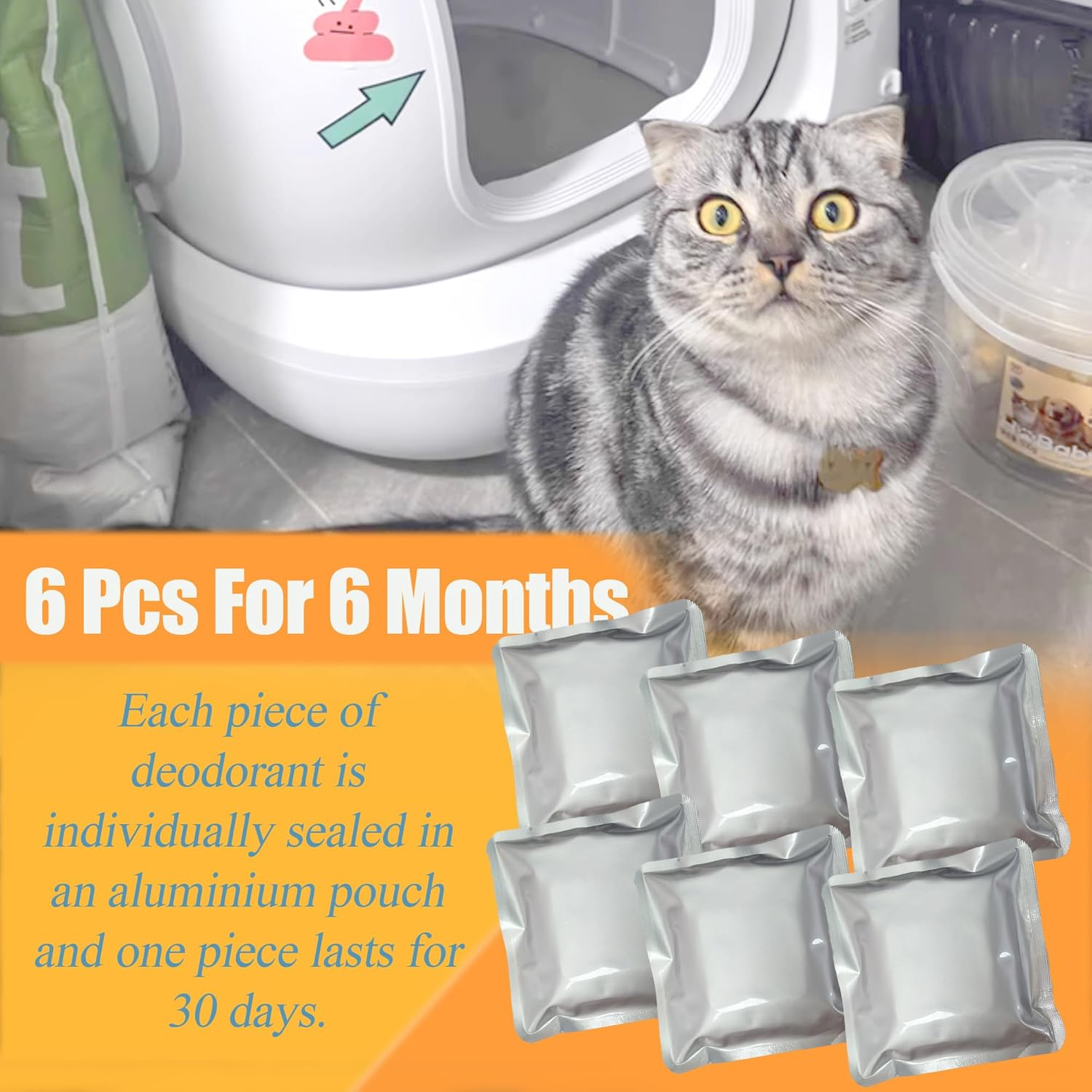 6PCS N50 Odor Eliminator 3.0 Exclusive for PETKIT Pura Max Automatic Self-Cleaning Cat Litter Box - Cat Toilet Odor Control for Most Other Automatic Litter Box (With Hook)