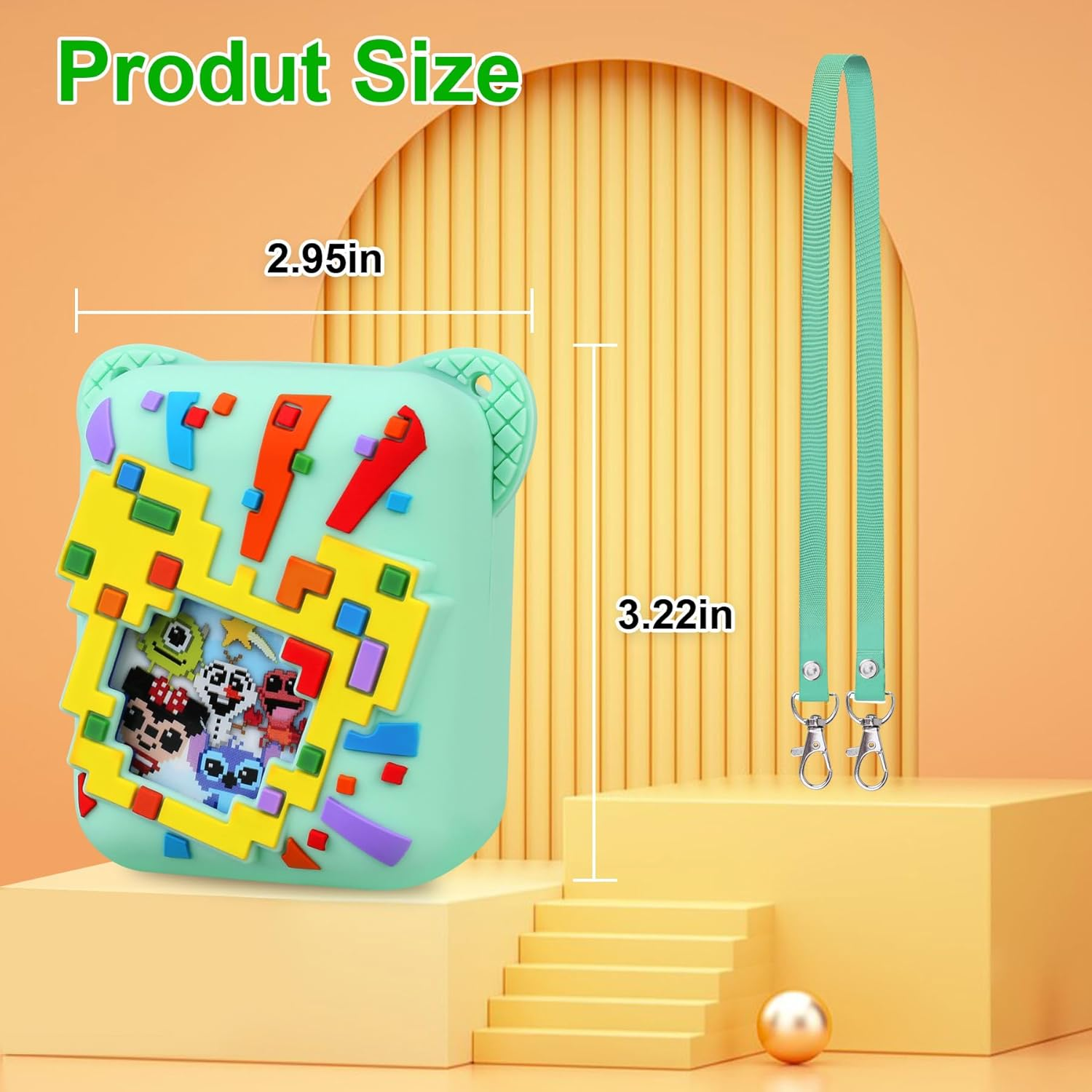 RAIALL Silicone Cover Case for Bitzee Disney Interactive Toy Digital Pet, Kids Protective Bitzee Disney Virtual Electronic Pet Lanyard Silicone Holder, Portable Travel Soft Silicone Sleeve, Green image number 6