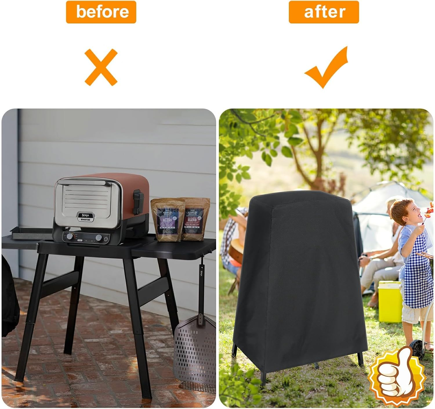 Ninja Woodfire OO101 Series Outdoor Oven Cover on Its Stand Pizza Oven Cover with Bottom Fixing Strap Weather Resistant Pizza Oven Accessories Black image number 6