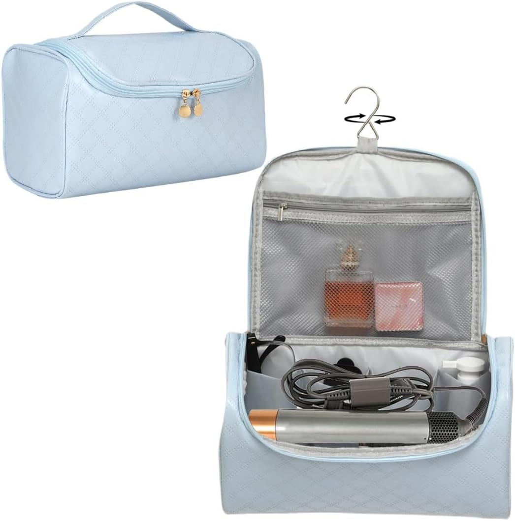 Dongawin Shark Flex Style Case - Premium Leather Travel Bag for Dyson Airwrap & Shark Hair Dryer Airwrap, Waterproof & Easy to Clean with 360&deg; Soft Padding, Lightweight Hair Tools Travel Bag (Cream)