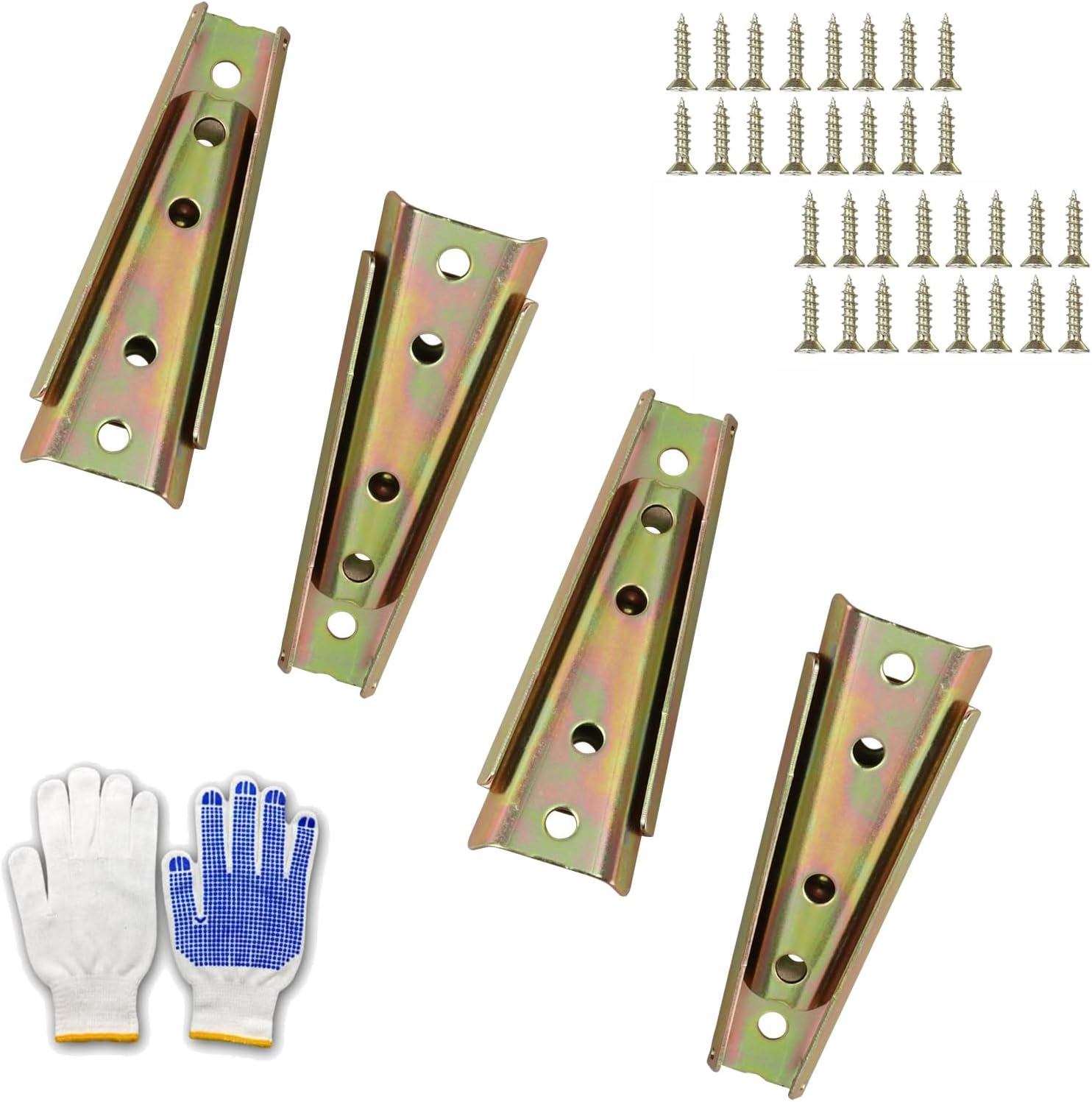 4Pcs Furniture Connectors Sectional Sofa Connector, Diagonal Bolts, Sofa Fixing Bolts, Interlocking Sofa Connector Bracket, Bed Frame Accessories for Sofas & Modular Furniture (Gold Color, 12Cm)