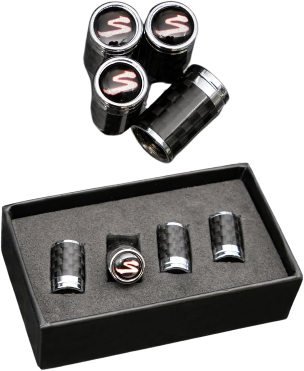 PRO SPEC IMPORTS Carbon Fibre Tire Valve Stem Caps for Toyota Supra GR A91, A90 (Mk5), JZA80 (Mk4), A70 (Mk3), Wheel Tyre, Accessories, Gift Box image number 1