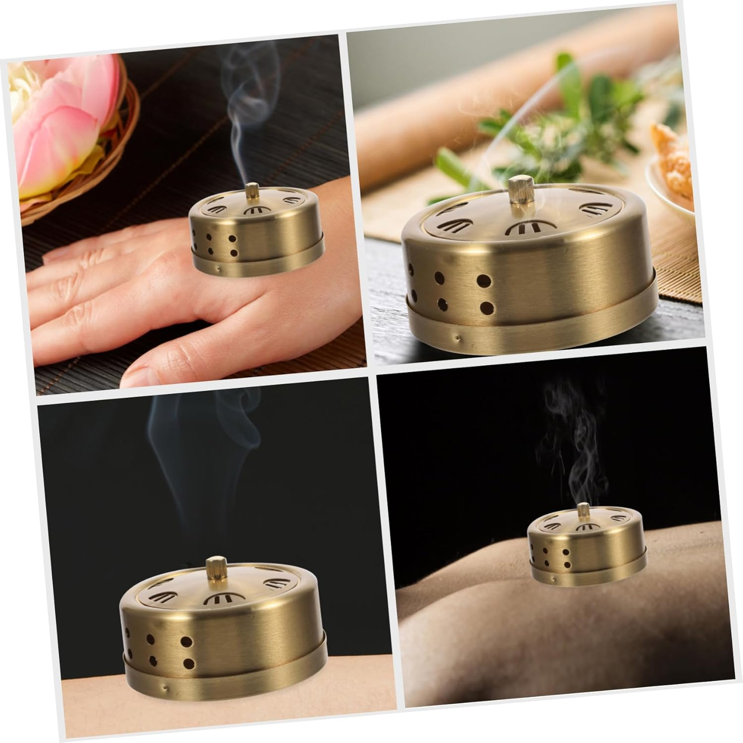 PLAFOPE Portable Moxibustion Box Copper Household Moxibustion Case Moxa Heat Pack Storage with Screw Cap and Sleeve for Relief and Therapy Random Color image number 1