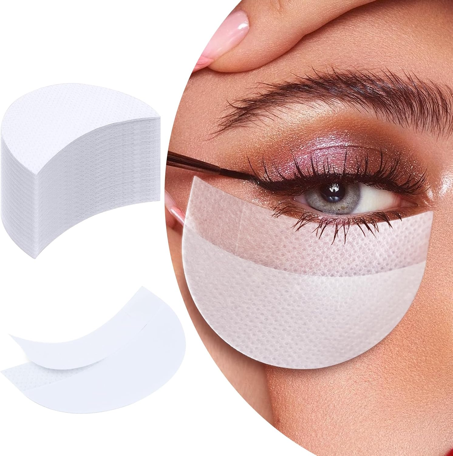 100 Pcs Eyeshadow Shields Pad Lint Free Eye Shadow Stencils Pads Professional under Patches Prevent Makeup Residue for Eyelash Extensions Eyeliner Tinting Lip