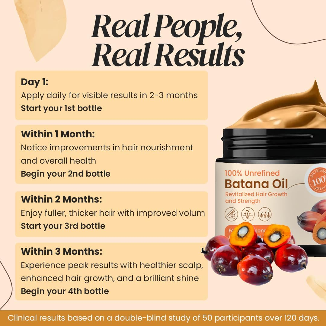 Raw Batana Oil for Hair Growth 100% Pure & Unrefined - Dr.Sebi Approved Ingredients | Promotes Stronger, Thicker Hair | Moisturizes Scalp, Reduces Breakage & Adds Shine | Natural Remedy for Hair Loss & Regrowth | 120Ml image number 2