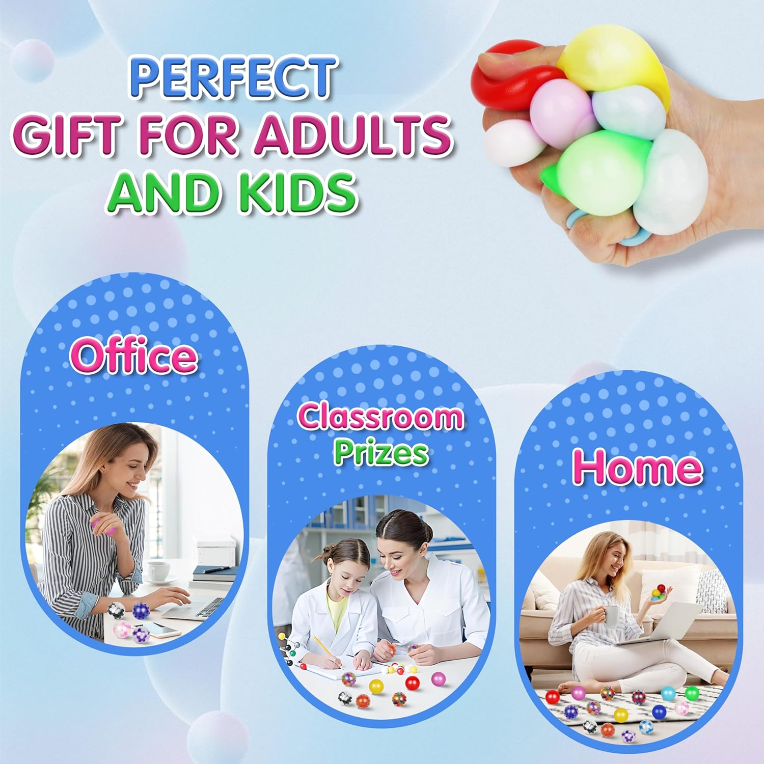 15Pack Mini Stress Balls Bulk for Adults, Box Squishy Squeeze Squishies Ball Cute Stress Relief Balls Toys, Party Favors, Birthday Gift, Goodie Bag Stuffers