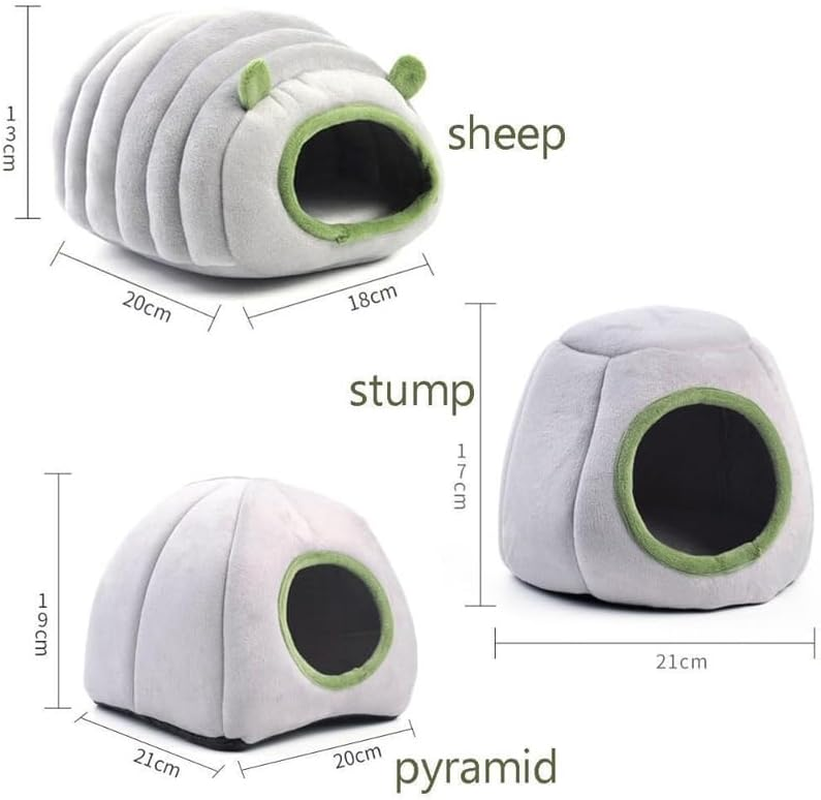 Cozy Soft Plush Tent Bed for Small Animals - Ideal Hideout Cave for Guinea Pigs, Hamsters, Bunnies, Chinchillas, Ferrets & More - Warm Comfort Shelter in Grey/Green image number 6
