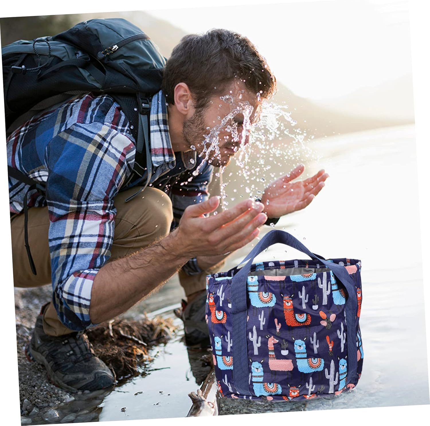 Cabilock Outdoor Folding Travel Foot Basin Collapsible Wash Basin Portable Foot Tub Dark image number 2