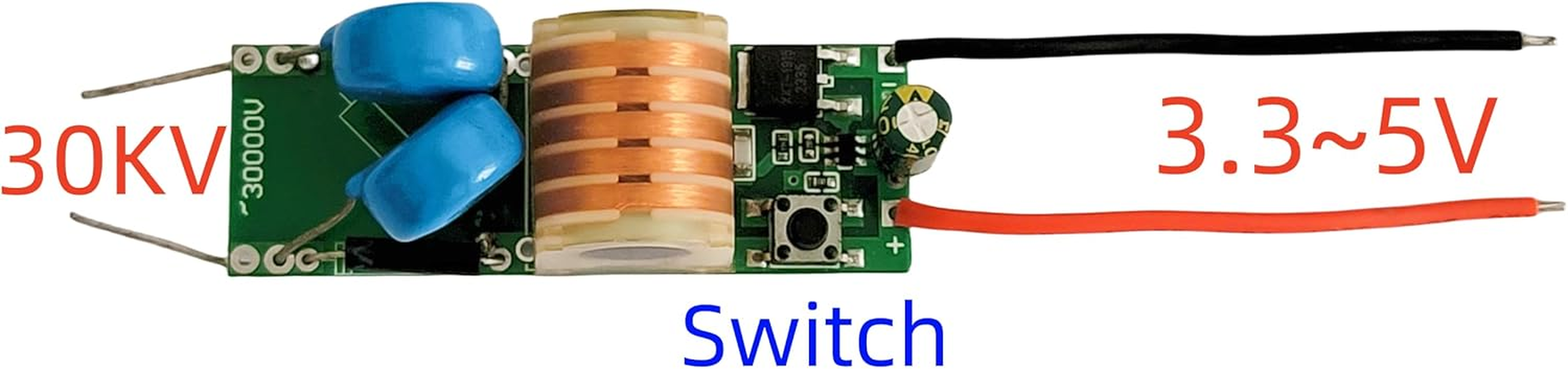 30KV Boost Coil High Voltage Pulse Generator Arc DC 3.3V 5V Step Up