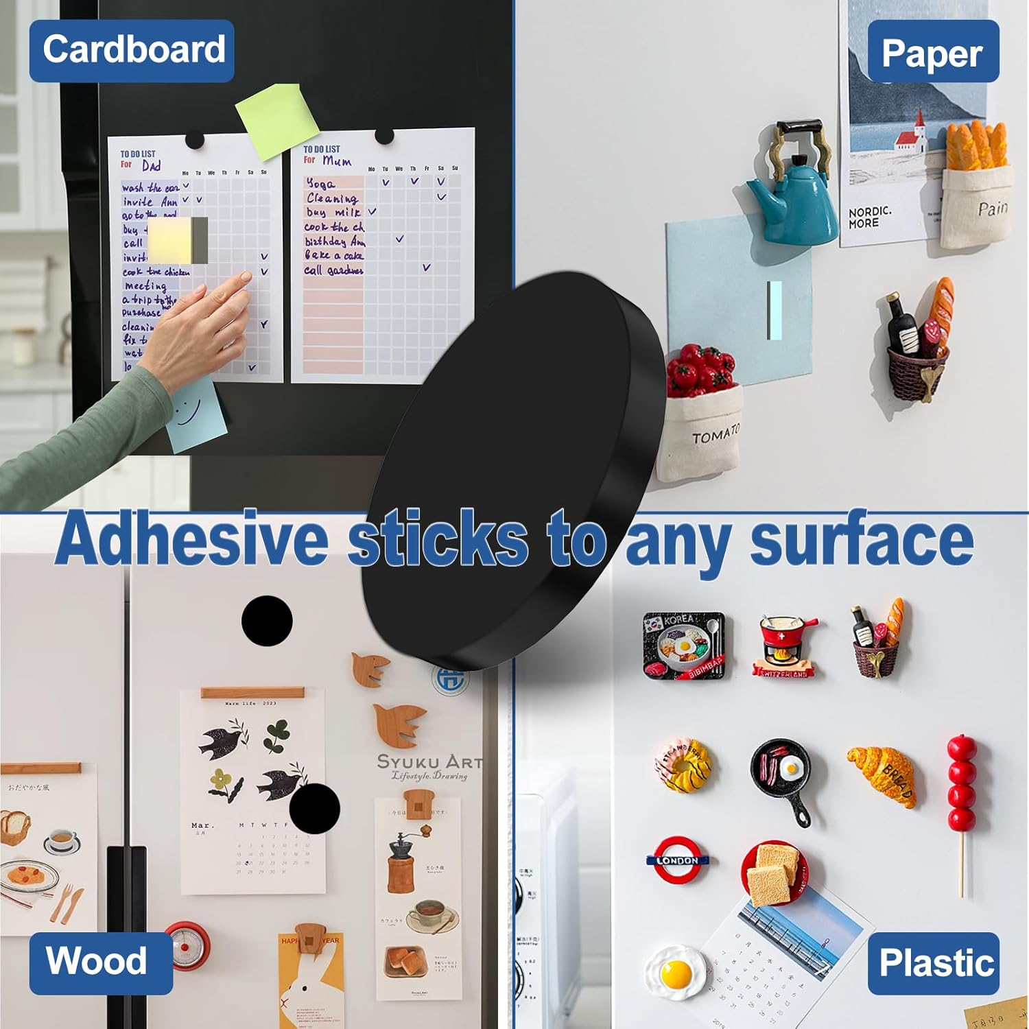 Merrynine 90Pcs Magnetic Dot with Self Adhesive, 0.8" L X 0.8" H, Peel & Stick Flexible Sticky Magnetic Circles, for Crafts, Photos and Die Storage image number 1