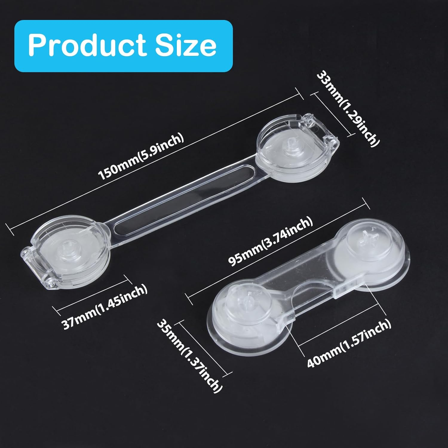 YUENTOEN 8 Pack Baby Proof Cabinet Latches, Childproof Drawer Latches with Strong Adhesive, Child Safety Cabinet Locks for Drawers, Fridge, Oven, Toilet and More, No Drilling image number 2