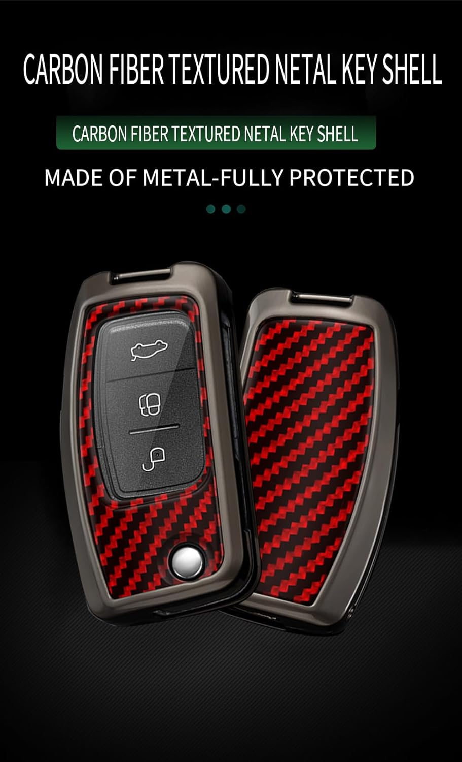 Ontto Alloy Car Key Fob Cover Fit for Ford Focus 2 MK2 Fiesta Mondeo Galaxy Falcon Territory Ecosport Kuga Escape B-Max C-Max Flip Key Case Keyring Smart Key Shell Holder Keychain Accessories Black B image number 5