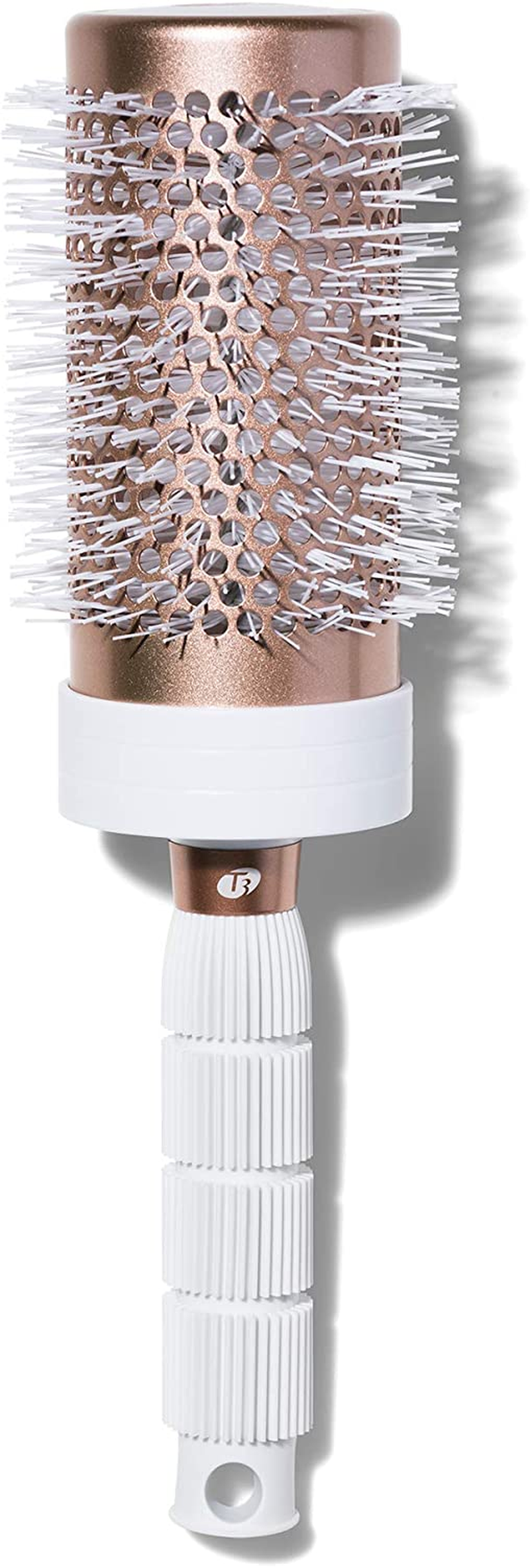 T3 Volume round Hair Brush Ceramiccoated Barrel Vented round Brush for Blow Drying Heat Resistant Bristles, White/Rose Gold image number 6