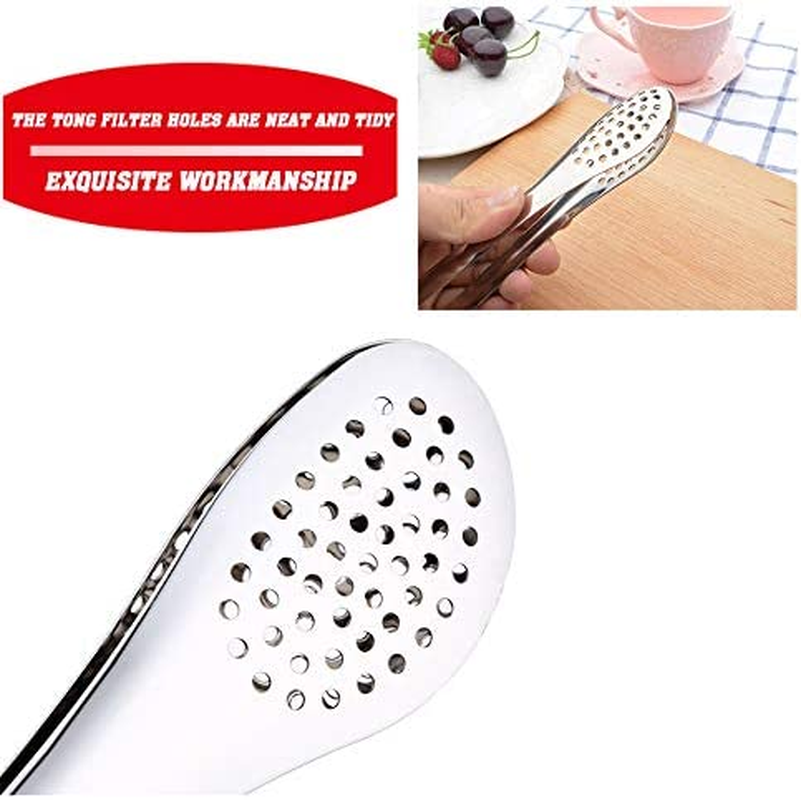 2 Pack Buffet Tongs, Stainless Steel Food Tong Cake Shop Bakery 9Inch and 12 Inch Clamp Clip Silver Kitchen Tongs Salad Tongs for Bbq,Frying,Cooking,Grilling,Ice image number 3