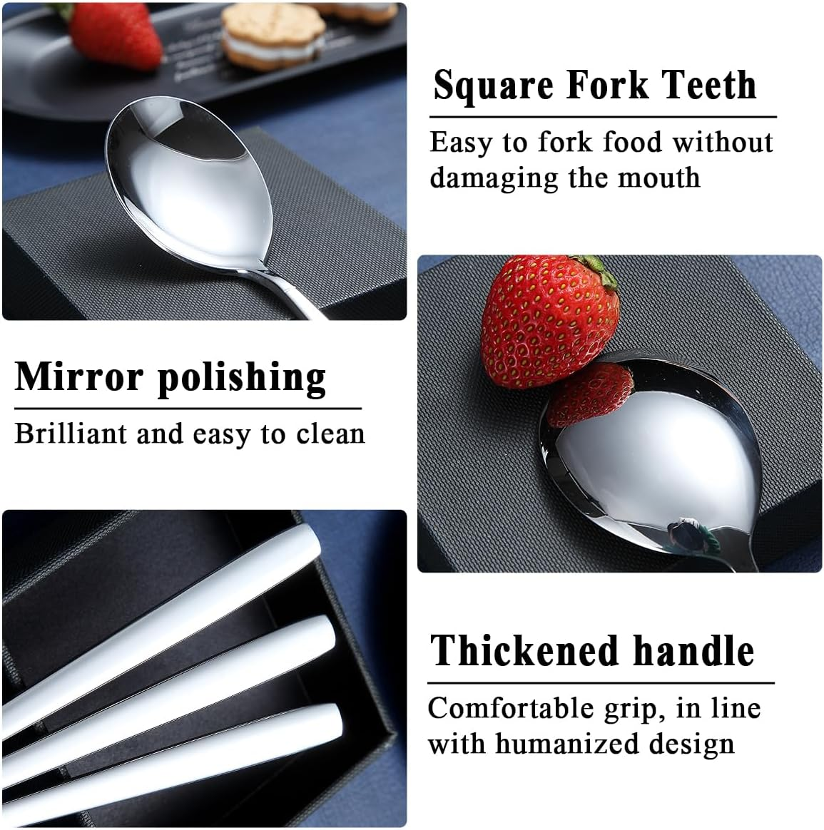 Berglander Silver Teaspoon Set of 12, Shiny Stainless Steel Polished Teaspoon Cutlery, Teaspoon Small Dessert Spoon, Dishwasher Safe image number 6