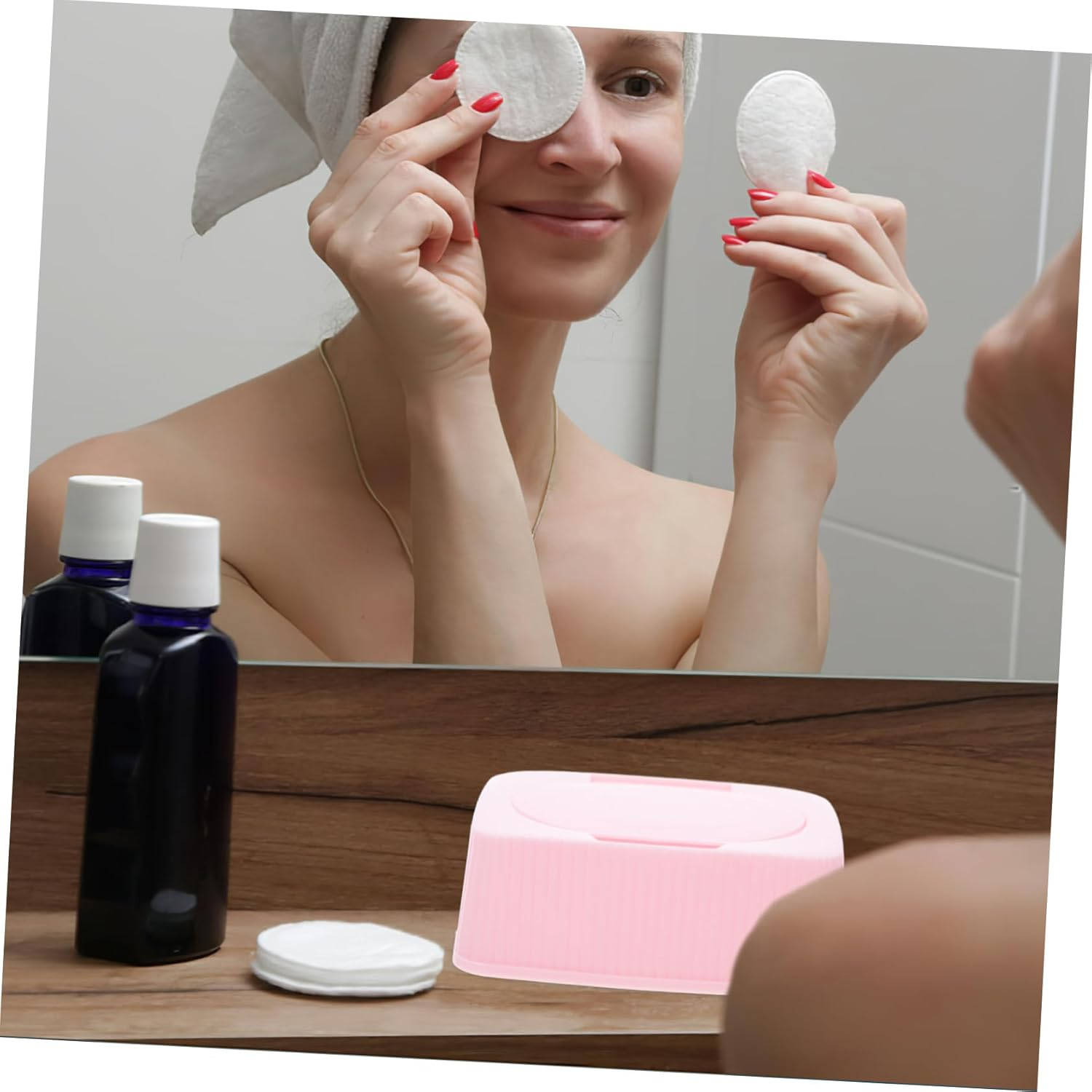 TIDTALEO Baby Wipes Dispenser and Tissue Box Holder Pink Plastic Refillable Baby Wipe Container Flip Cover Dustproof for Nursery and Travel Storage image number 4