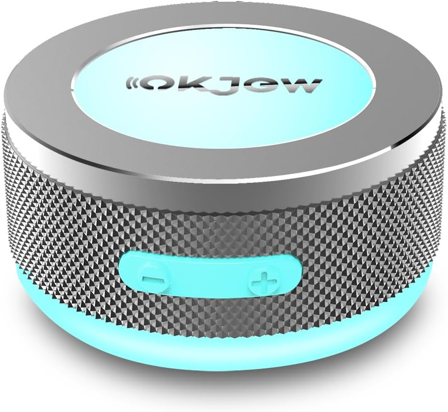 Okjew Bone Conduction Speaker Bluetooth Vibrating Speakers with Colorful LED Lights Portable Surface-Adsorption Speakers for Unique Sound Effects Ideal for Home, Outdoor and Party Use (Blue)