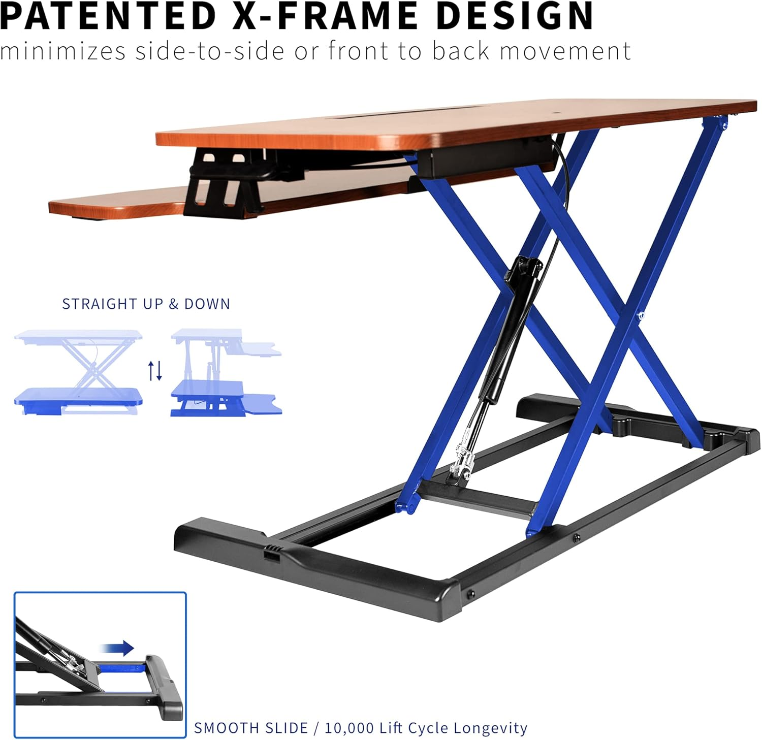VIVO 81Cm Desk Converter, K Series, Height Adjustable Sit to Stand Riser, Dual Monitor and Laptop Workstation with Wide Keyboard Tray, Rustic Vintage Brown Top, Black Frame, DESK-V000KN - Gray image number 5