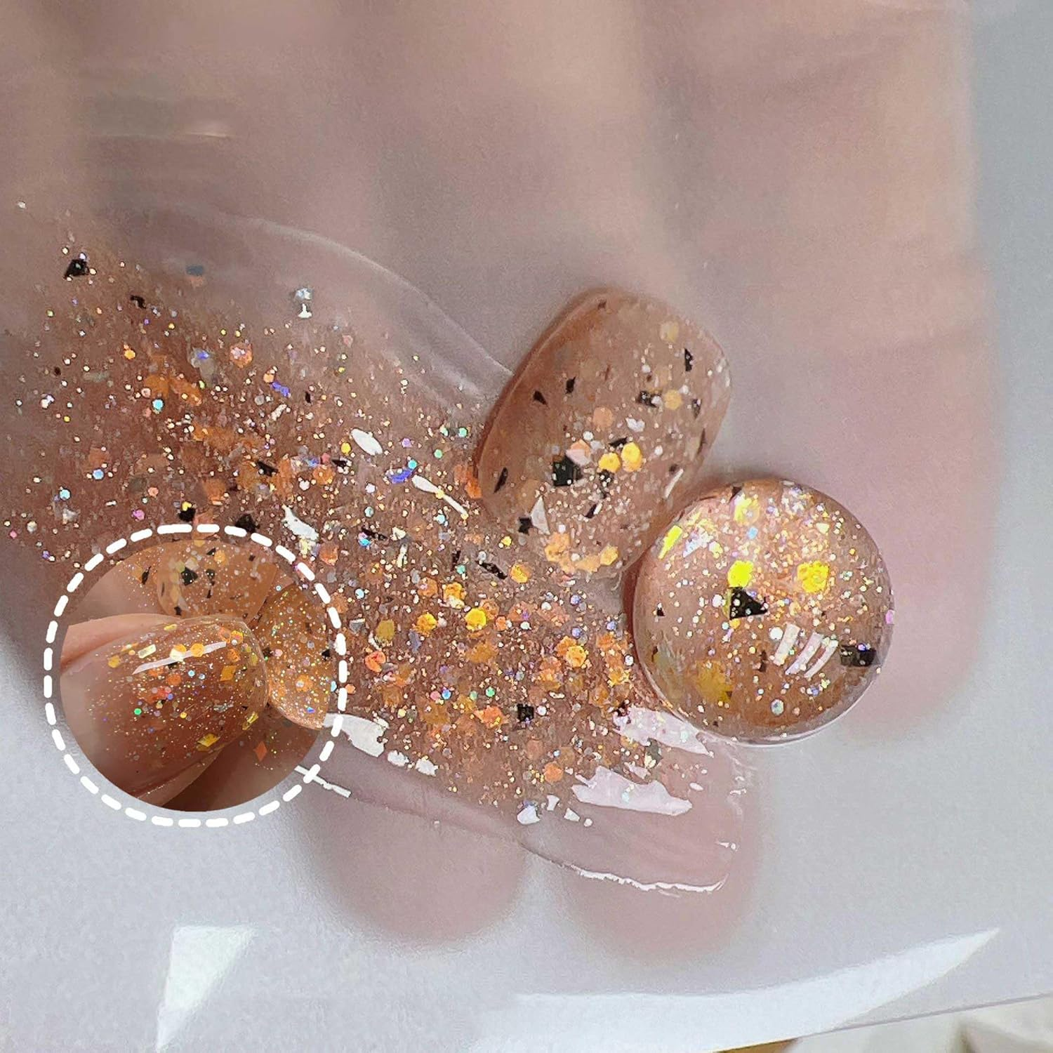 PINNI Egg Shell Gel Nail Polish Kit - Speckled, Reflective Glitter, Semi-Permanent UV Polish with Sequins, Shiny Shimmer White Varnish image number 6