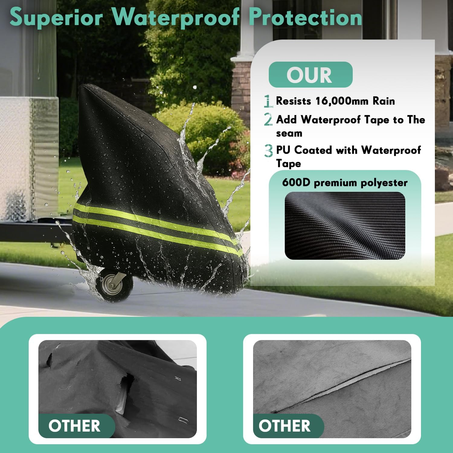 Horse Trailer Cover Heavyduty 600D Oxford Waterproof Dustproof Breathable Horse Drawbar Tow Hitch Cover with Buckles for Daily Sun Weather Storage Protection image number 6