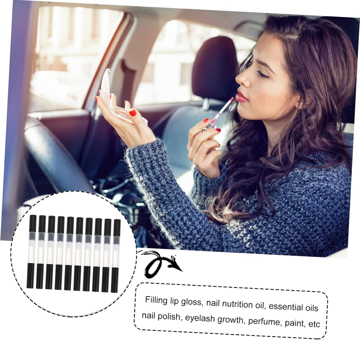 DEARMAMY 10Pcs Nail Polish Liquids Container Kit Brush Pen Manicure Cuticle Oil image number 1