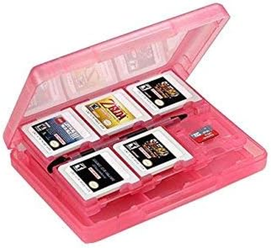 OSTENT 28-In-1 Game Memory Card Case Cover Holder Cartridge Storage Compatible for Nintendo 3DS - Color Pink