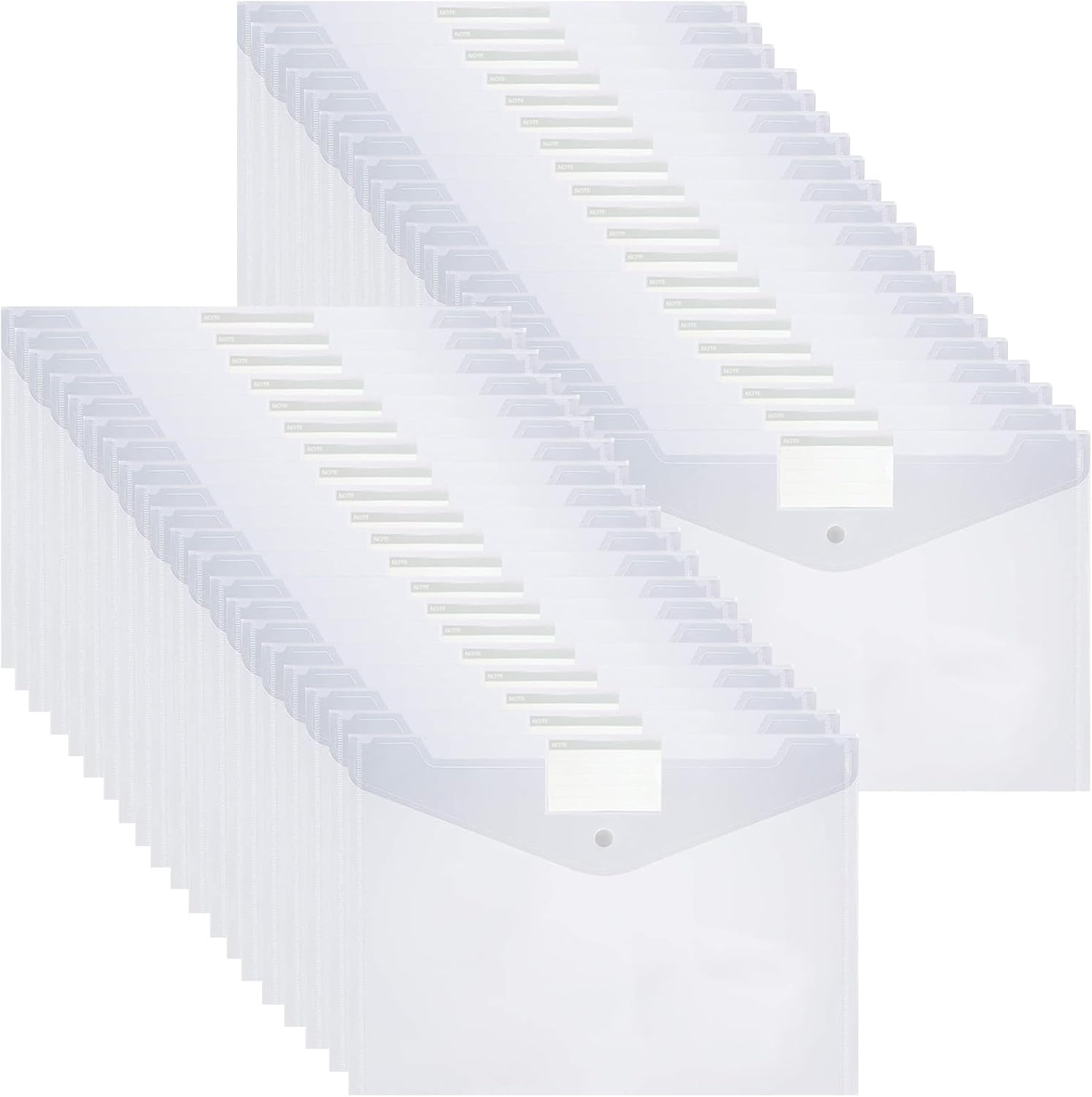 Igolife Plastic File Folders, 40 Pcs Transparent Envelopes Letter Size / A4 Size Waterproof File Pouches with Label Pocket and Snap Button for School Home Work Office Organization image number 3