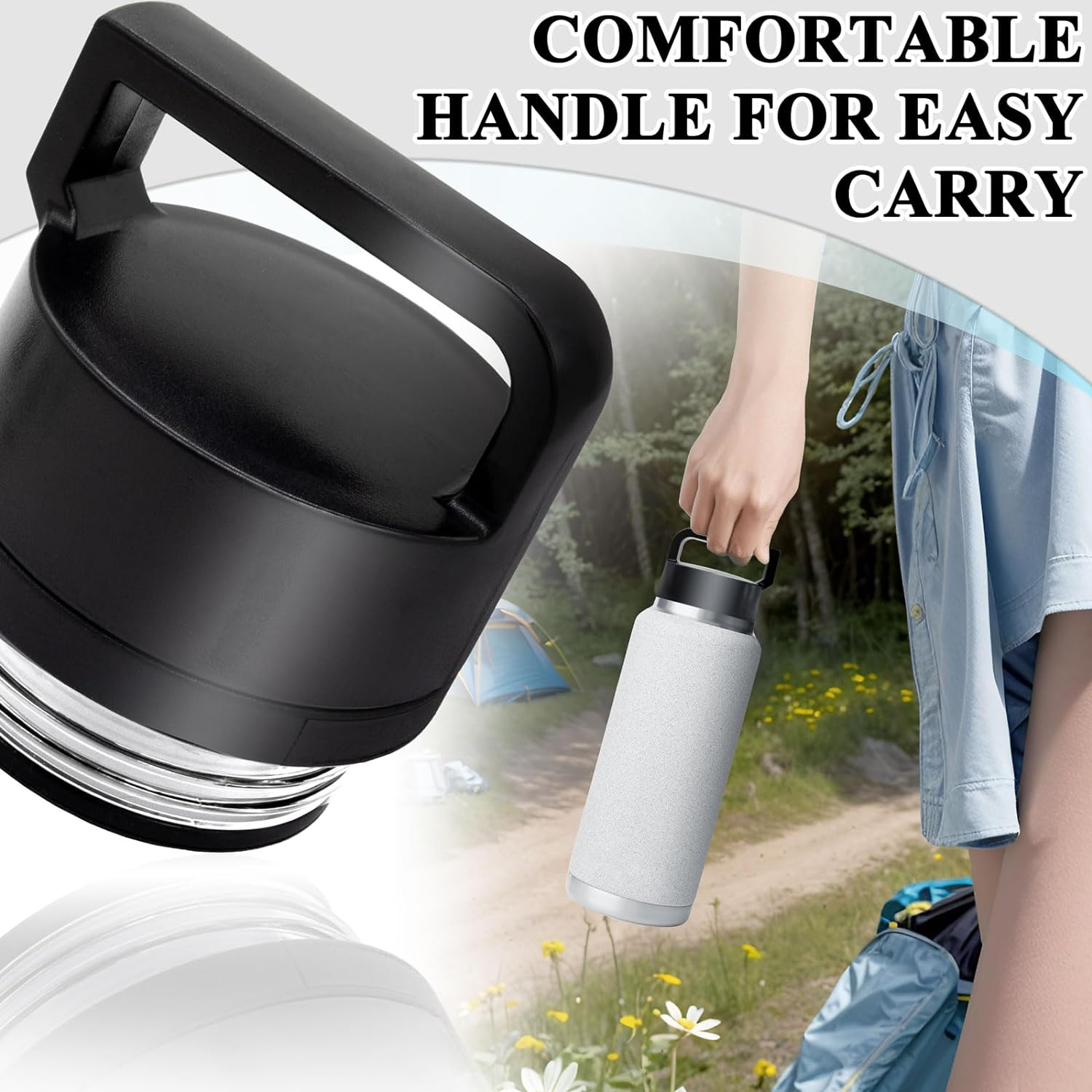 Chug Cap for YETI Rambler Bottle Fits for 18 Oz 26 Oz 36 Oz 64 Oz Chug Replacement Lid Cap Water Bottle Accessories Compatible with Yeti Rambler Bottle Models image number 2