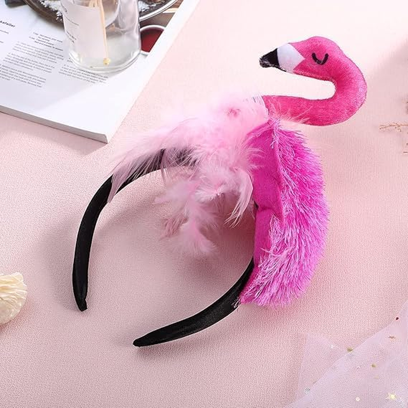 Hawaii Flamingo Headband Creative Flamingo Headdress for Hawaii Carnival Tropical Party Hair Accessory image number 3
