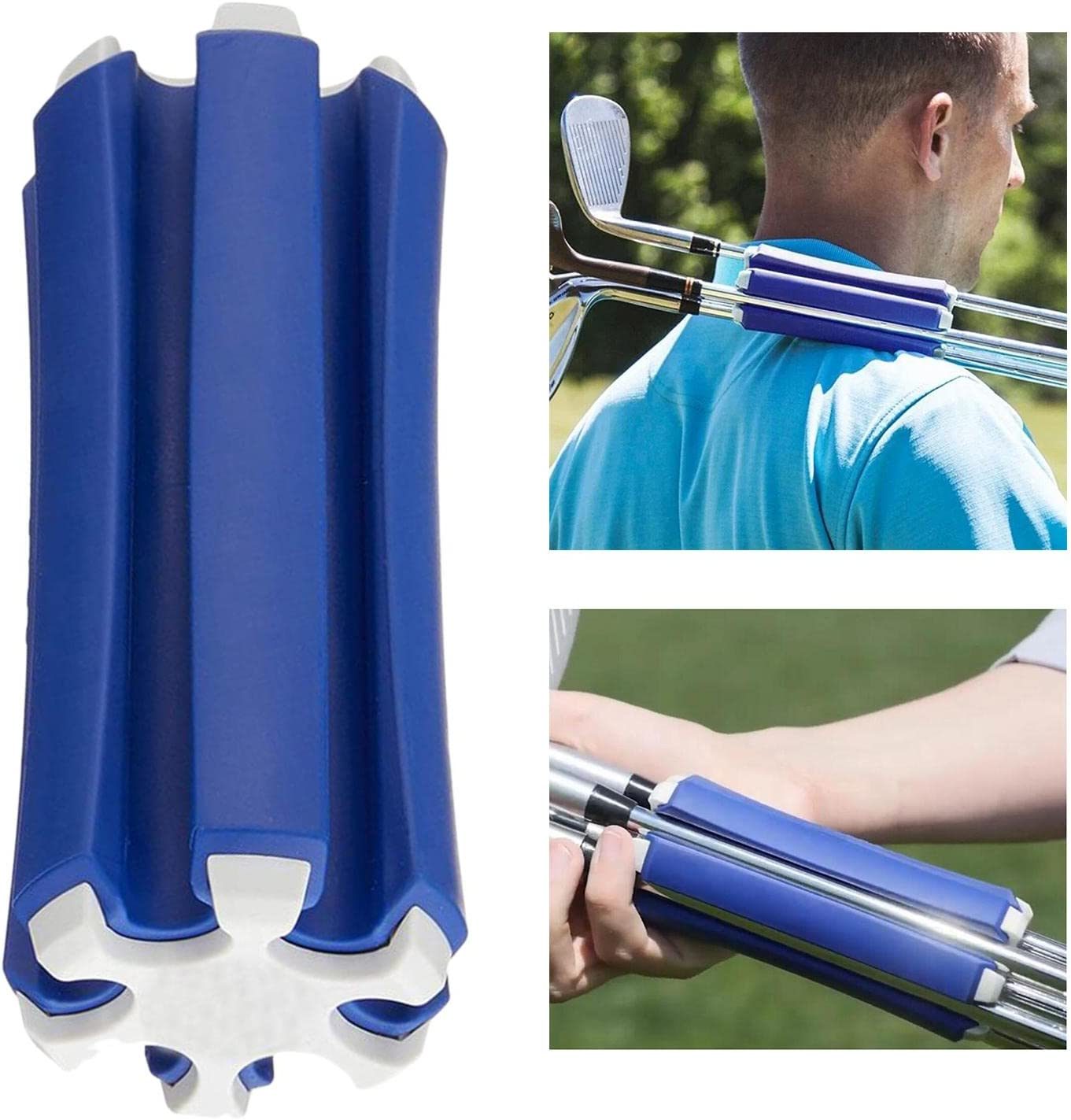 Aternee Golf Club Retainer Fixed Support Fixed Clip Holder Holds up to 6 Clubs, Golf Club Divider for Carrying - Blue+White image number 2