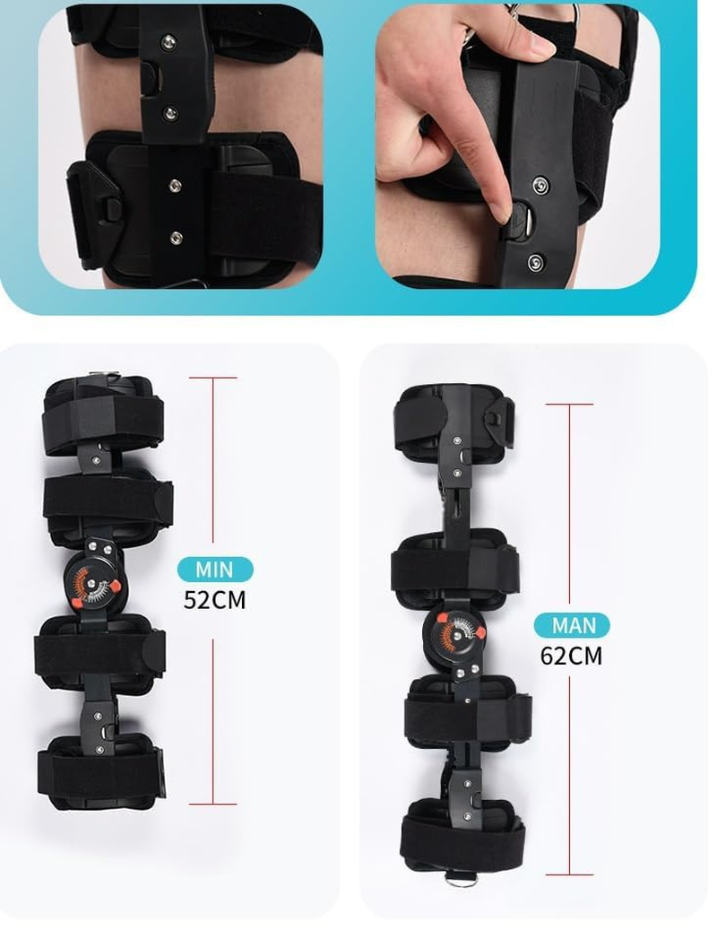 Hinged Knee Brace Rom, Knee Support for Torn Acl, Meniscus Tear, Pcl, Surgery Recovery, Adjustable Post Op Knee Immobilizer, Leg Stabilizer for Man and Women (Black, One Size) image number 1