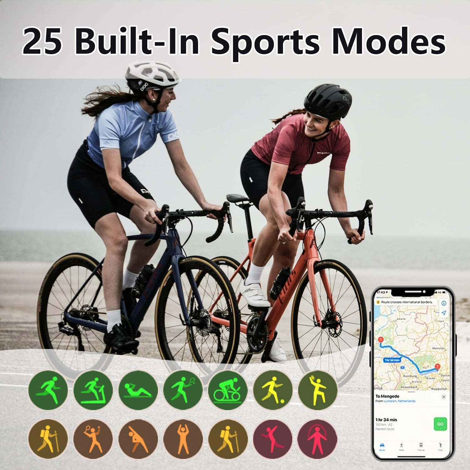 Fitness Tracker with Heart Rate Monitor, 1.1" AMOLED Screen Smart Watch, Activity Tracker, Pedometer, Sports Bracelet with Calorie Counter, Sleep Monitor, 5ATM Waterproof for Women Men (Pink) image number 3