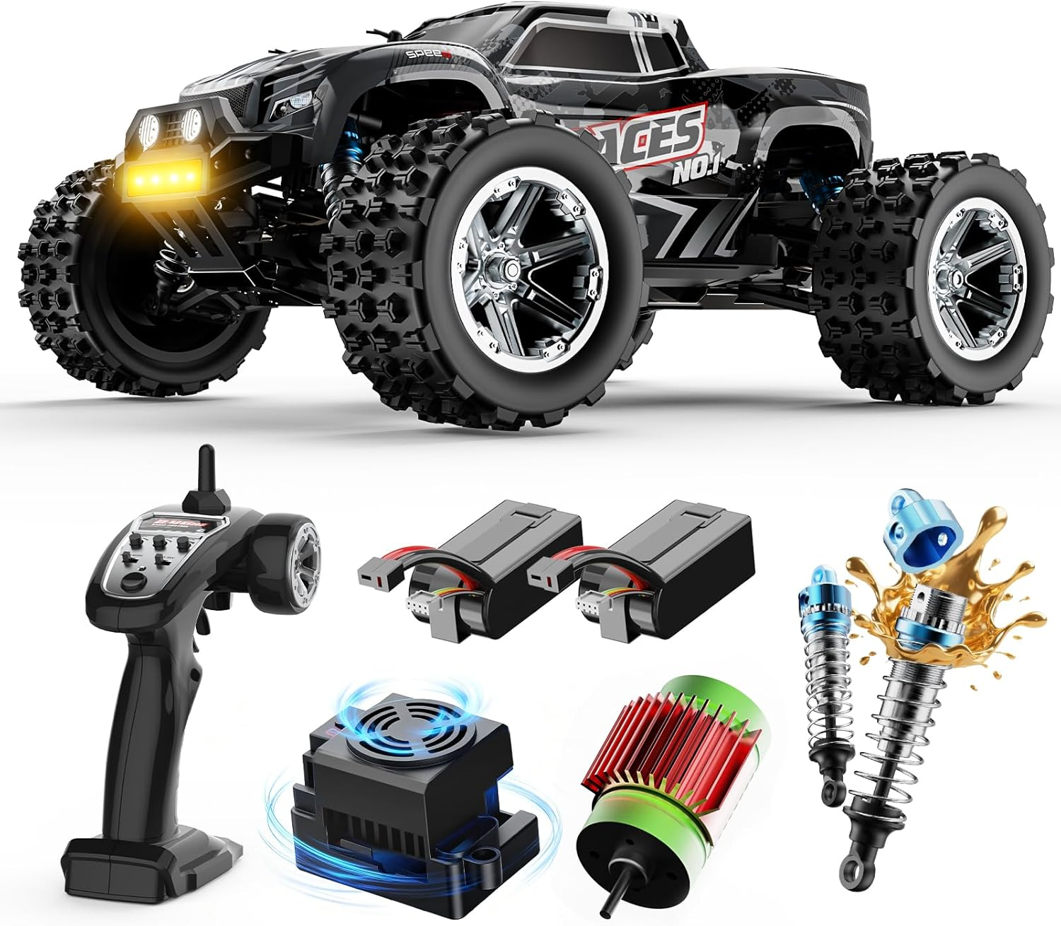 DEERC 8618 1/16 Fast Brushless RC Cars for Adults, Max 56Mph, 2 3S Lipo Batteries Electric Off-Road Waterproof RC Truck,4X4 High Speed Remote Control Car, All Terrain RC Truggy for Boys