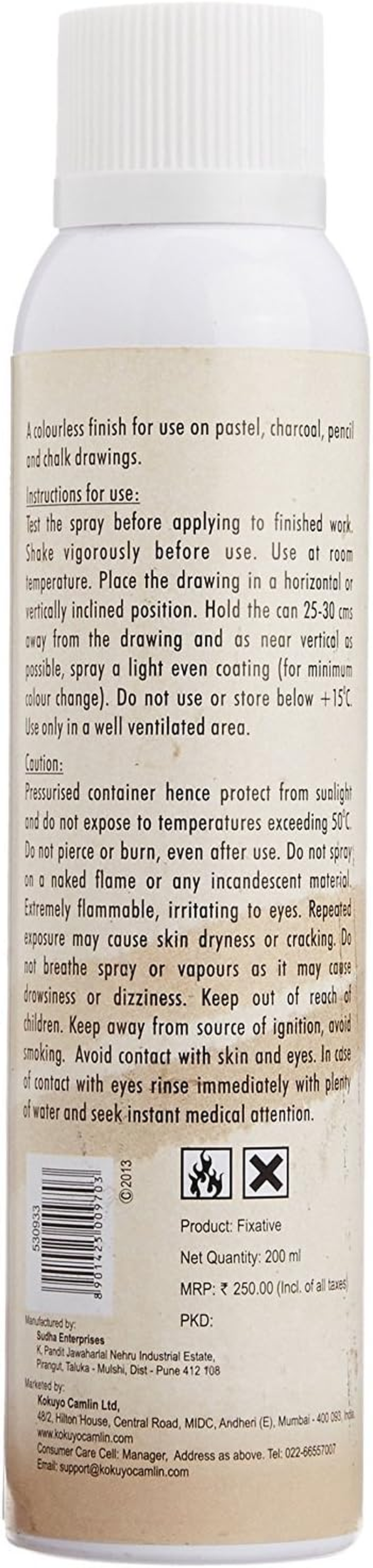 Camlin Kokuyo Artists Fixative Spray - 200Ml Spray image number 1