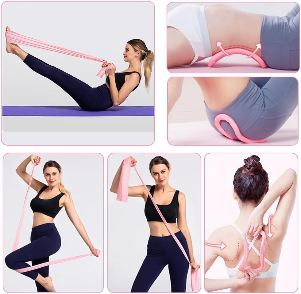 Pilates Ring and Ball Set, 13 Pcs Home Kit with 13&rdquo; Circle Yoga Ring 6 Resistance Bands 9.8&rdquo; Pilates Ball, Accessories, Essential Kit for Women Girl Home Workouts Beginners Toning