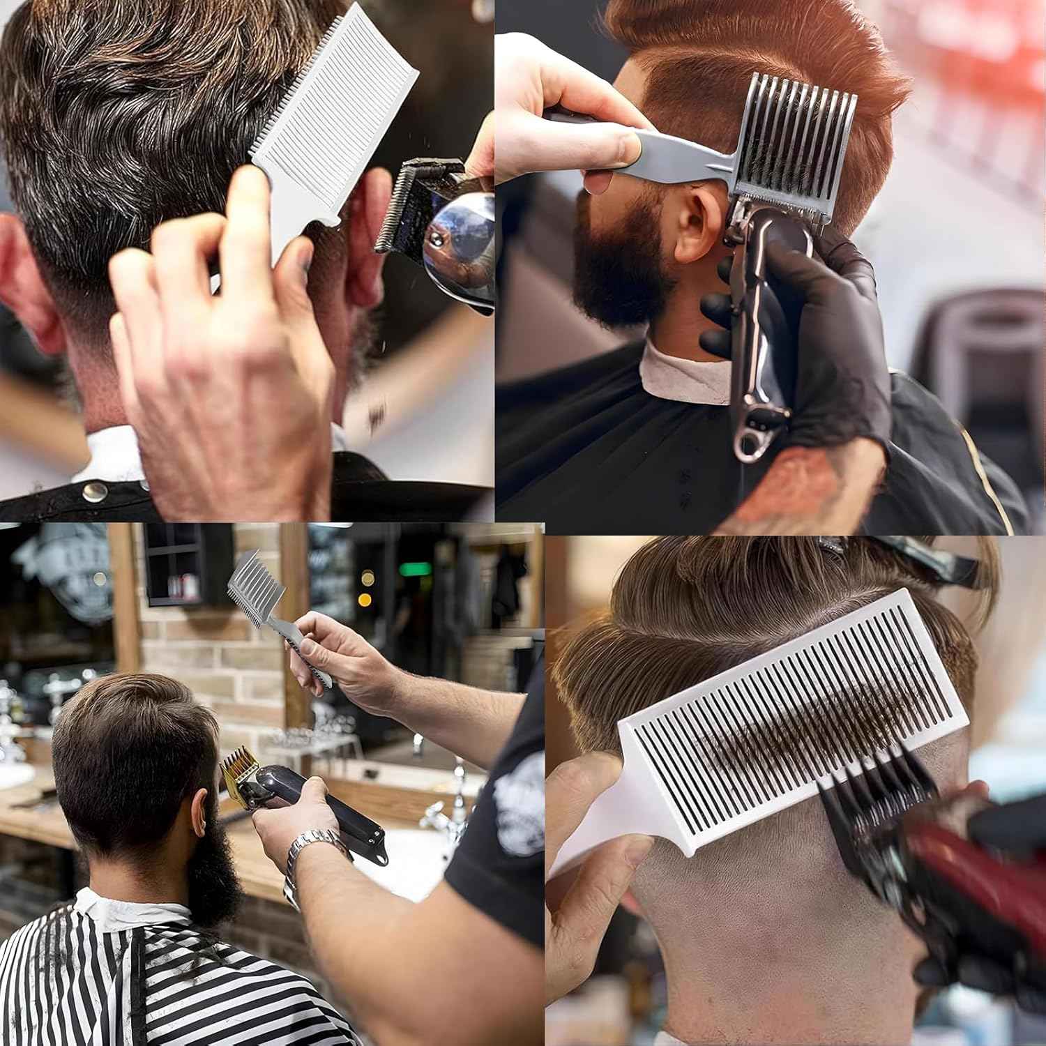 Itadaku 3-Pack Fade Comb Set, Curved Fade & Positioning Comb for Beard Styling, Sideburns, and Men'S Hairstyles, Professional Hair Cutting Tool for Home, Salon, and Barbershop Use