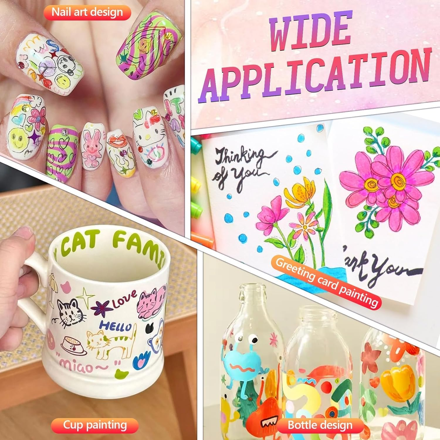 12 Colors Nail Art Pens Set, 3D Nail Art Markers Doodle Pen for Kids Adults, Nail Art Tools for Polishing Dotting Painting Liner DIY image number 3