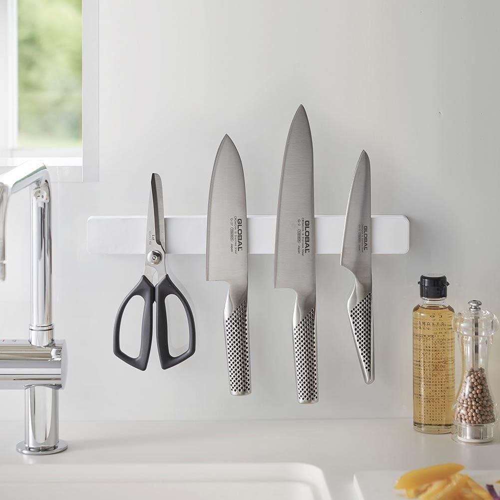 Yamazaki Industries 5201 Magnetic & Wall Knife Holder, W 13.8 Inches (35 Cm), White, Approx. W 13.8 X D 0.7 X H 1.6 Inches (35 X 1.7 X 4 Cm), Tower, Silicone Surface Knife Storage image number 6