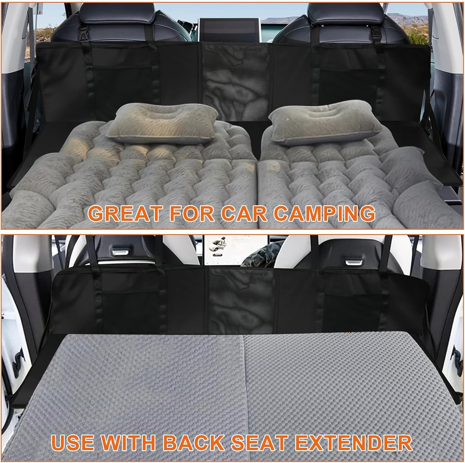 Back Seat Extender Compatible with Tesla Model Y/3 & Most SUV, Camping Rear Seat Mattress Bottom Extension, Travel Back Bed Platform Extension Plate, Sleeping Head Protection image number 4