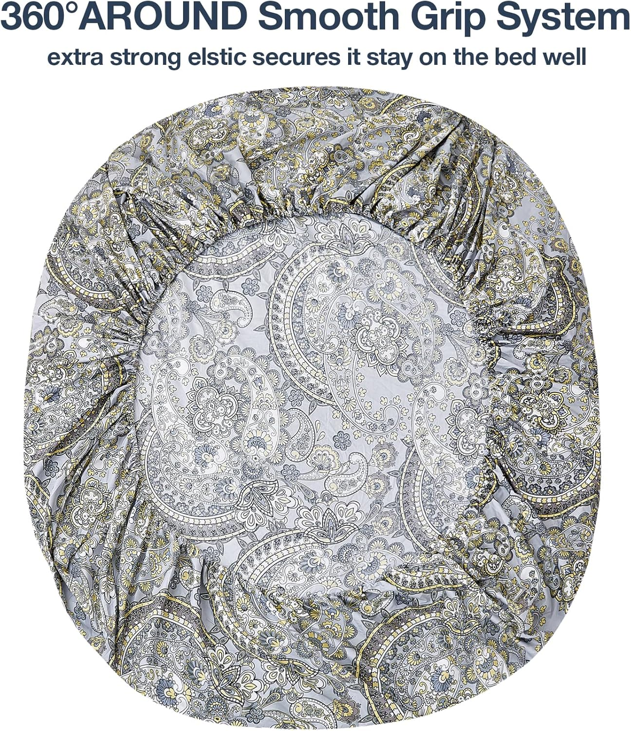 JSD Paisley Sheet Set Full Size, 4 Piece Retro Pattern Microfiber Bedding Sheets Extra Deep Pocket