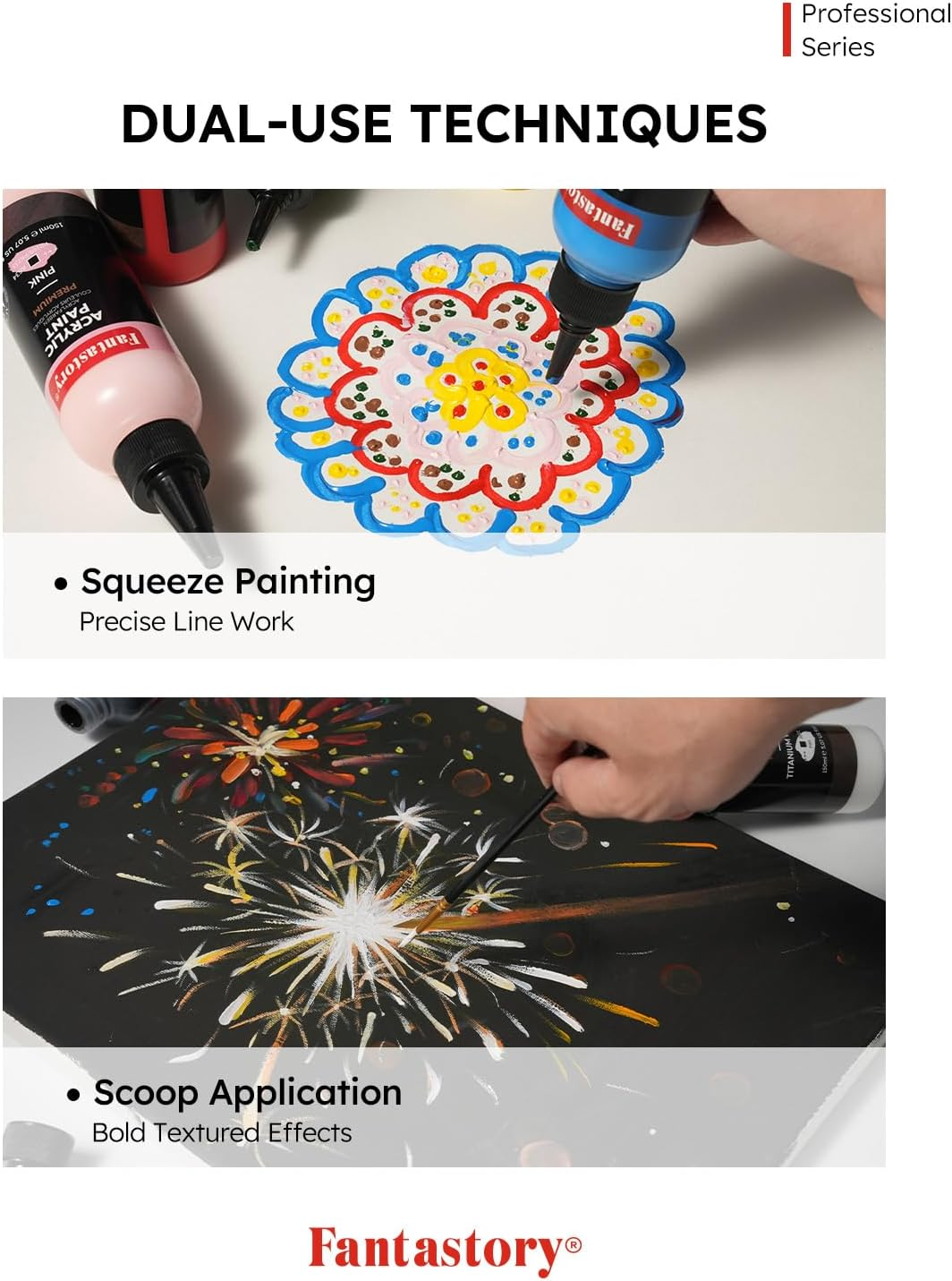 Fantastory Artist Series High-Pigment Acrylic - Classic Red (150Ml/5Oz) - Maximum Coverage + True Color Retention, Pro Formula for Canvas/Wood/Clay/Fabric/Glaze image number 3