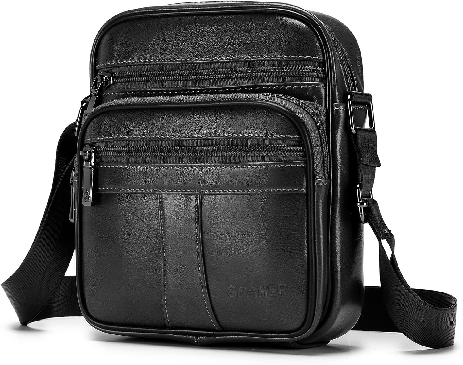 SPAHER Man Bag Small Shoulder Bag for Men Crossbody Leather Bags for Men Leather Handbag Shoulder Bag Business Messenger Backpack Crossbody Casual Sling Travelling Bag Mens Gift