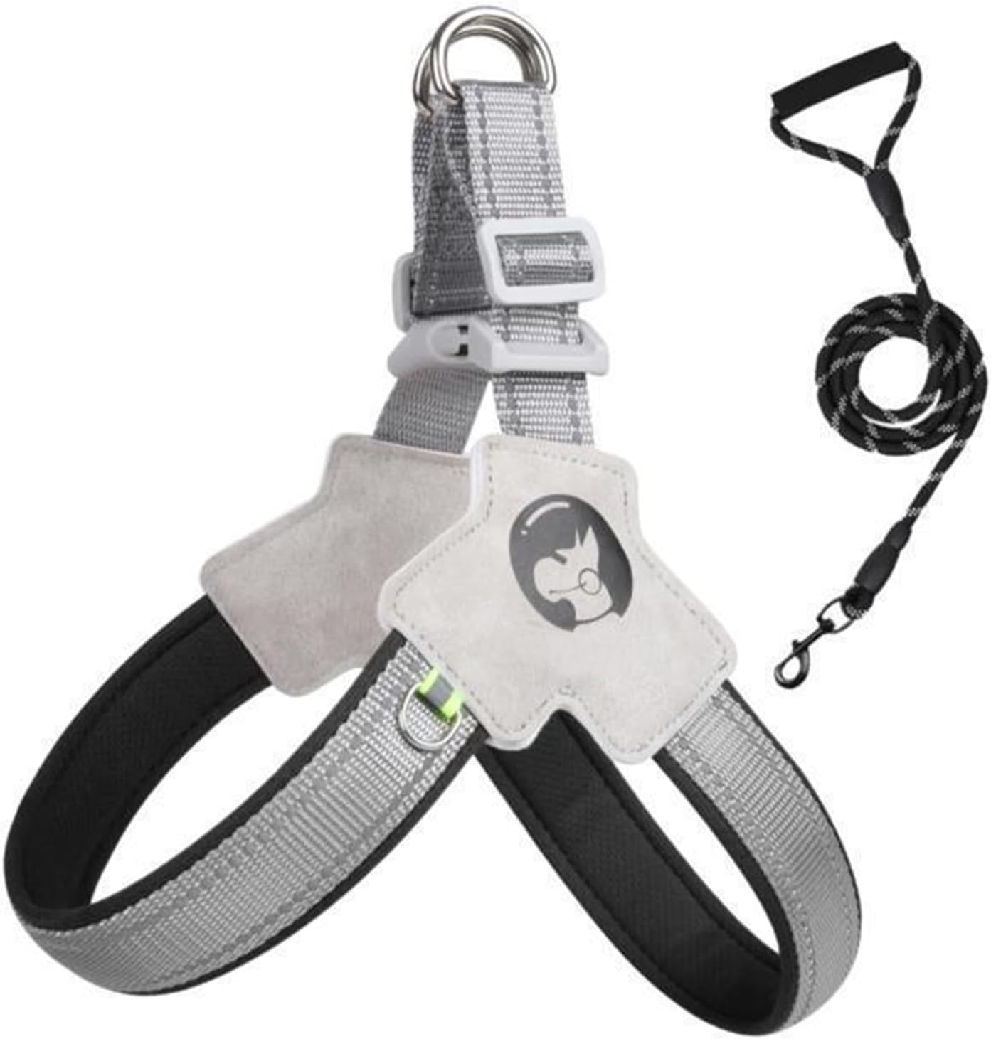 Glow-In-The-Dark Small Dog Harness and Leash Set, Reflective Nylon and Terylene Adjustable Lead for Night Safety