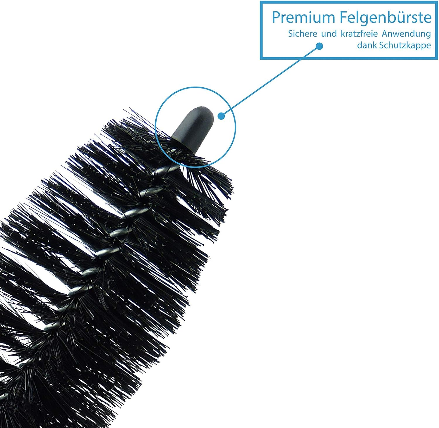 L&P A351-4 Premium Wheel Rim Brush Long Car Motorcycle Rims Aluminium Wheels Brush Gentle Effective 36 Cm Cleaning Brush Wheels Rim Cleaning Care Professional Quality (1 Piece Black Blue) image number 5