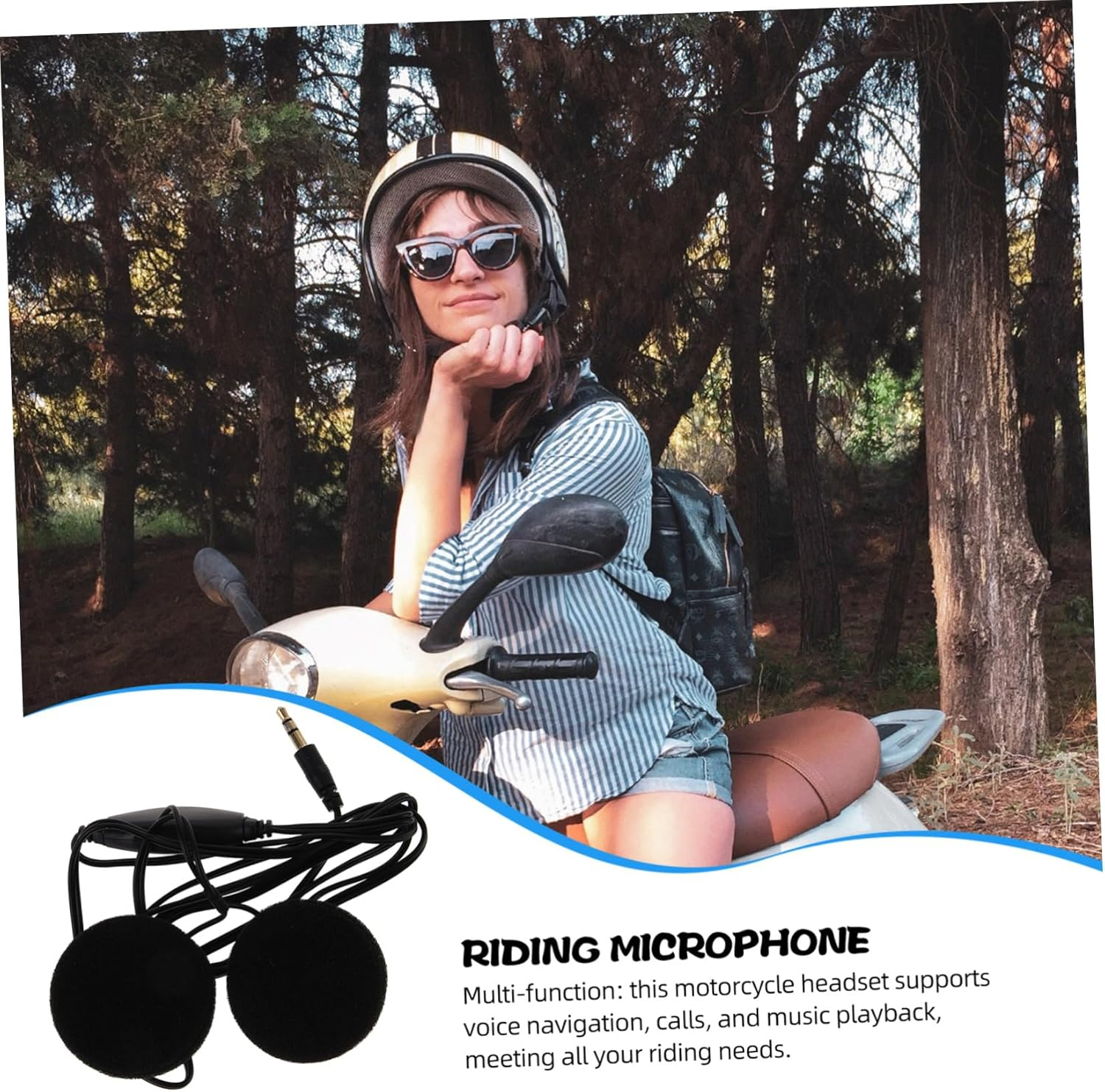 CATIEBYE Motorcycle Helmet Headset Microphone 3.5Mm In-Ear Gps Navigation Earphone Black Helmet Audio System for Riders and Cyclists image number 5